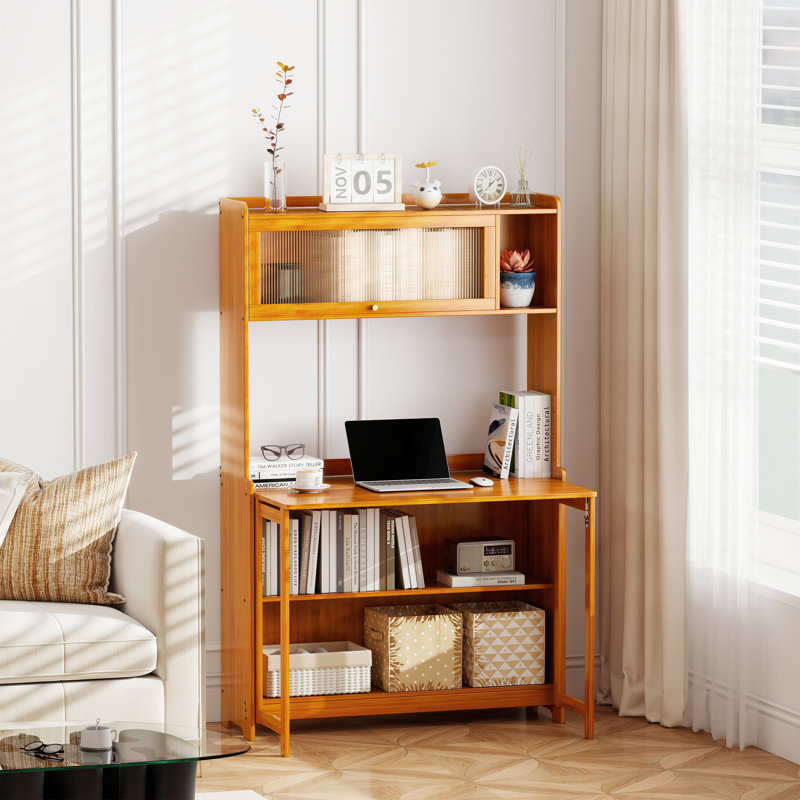 Winston Porter Rasheena Writing Desk with Hutch Bookshelves for